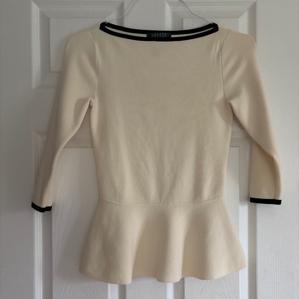 Lauren Ralph Lauren Peplum Sweater Top | Size XS